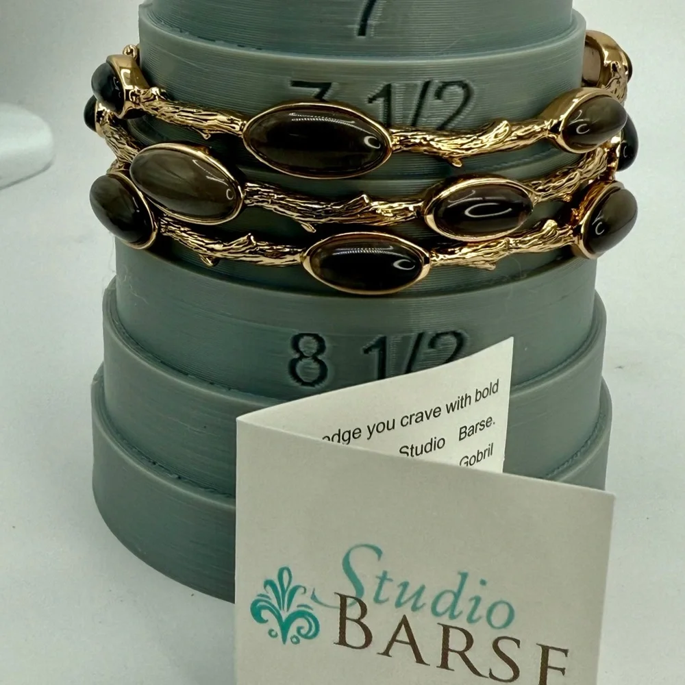 NWT Studio Barse Smoky Quartz Bangles – Set of 3 – Gold Tone – Size 8 - Picture 13 of 14